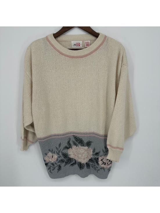 COS Sweaters - Vintage COS Lady COB Floral Grandmacore border knit sweater Plus Size 18W